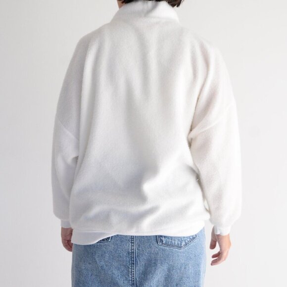 Vintage White Grey Dog Cat Christmas Puff Print Pullover Mock Neck Sweater L - Picture 3 of 12